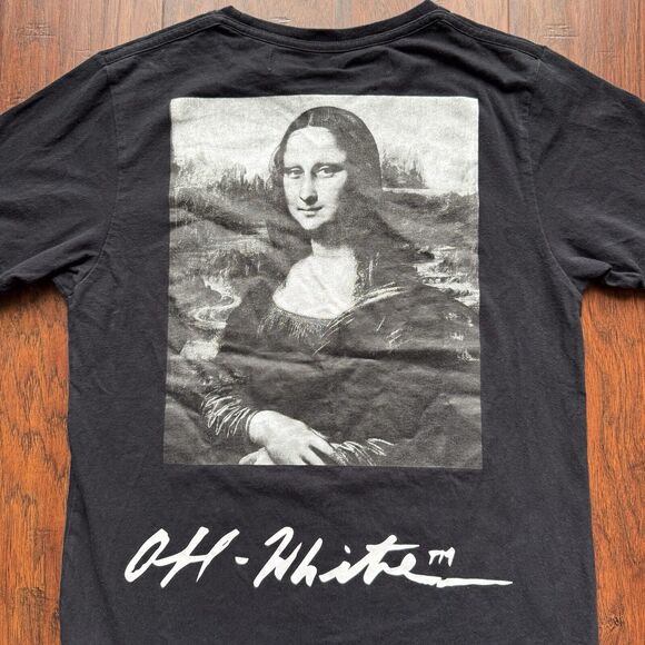 Off-White Virgil Abloh Mona Lisa Graphic Print T-shirt Men’s Size S Black Preown - Picture 10 of 16